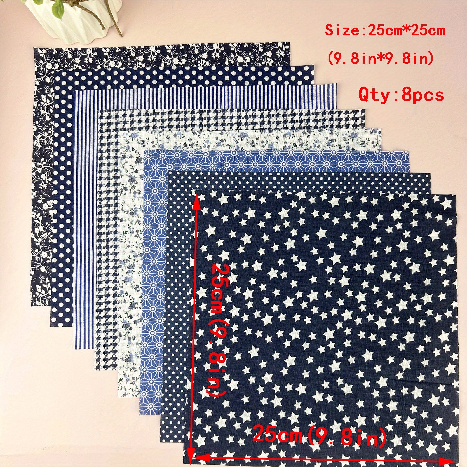 8pcs 9.8x9.8 Quilting Fabric Cotton DIY Doll Clothes Craft Sewing