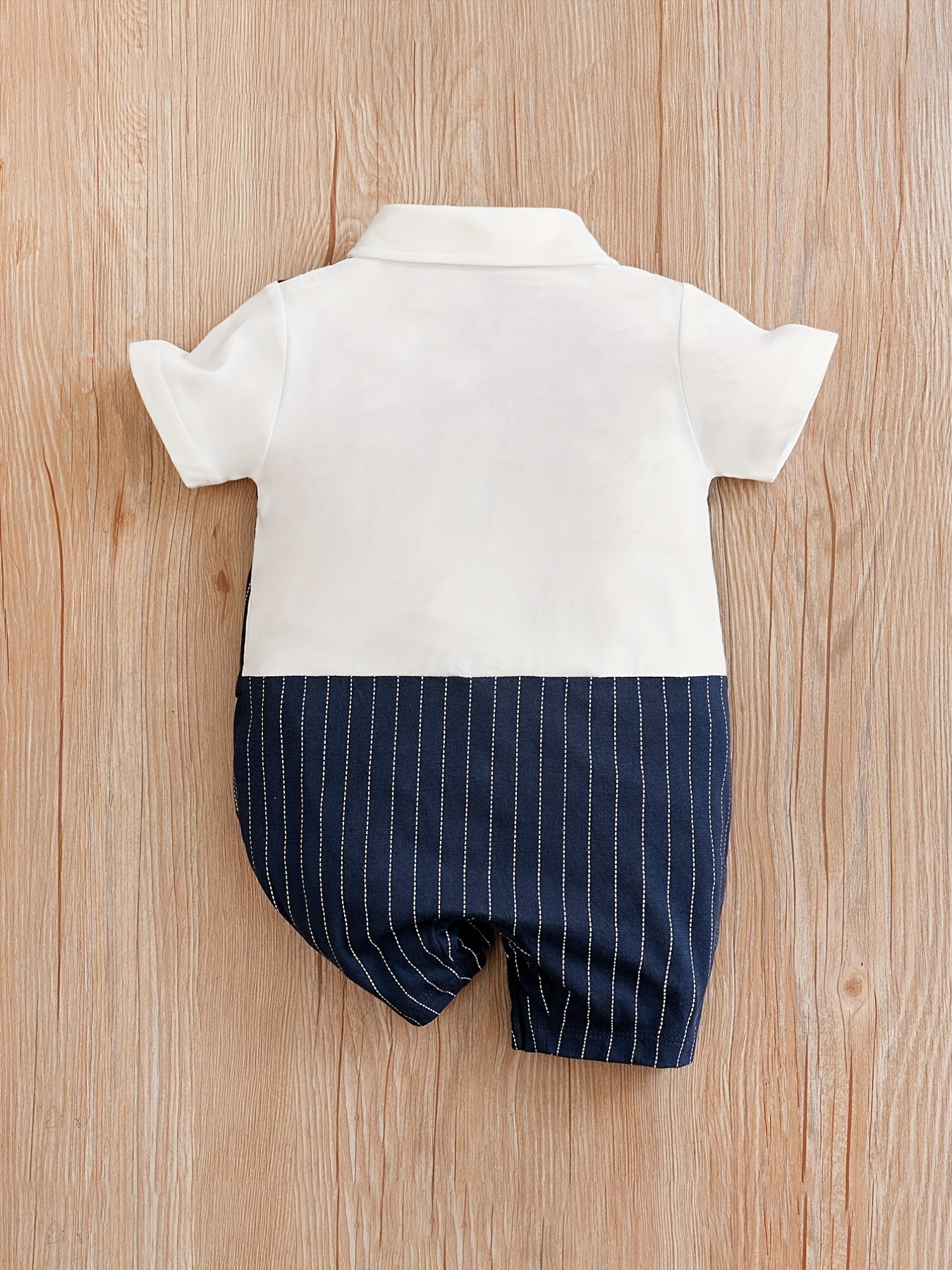 Baby Boys Striped Short Sleeve Gentleman Romper