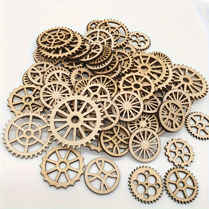 20 PCS DIY Mini Wooden Gears Set Mixed Shapes 26 50mm 1 1 97in