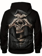 Skull Print Men's Hoodie & Sports Trousers Set