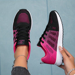Women's Running Shoes Flying Woven Lace Up Sneakers