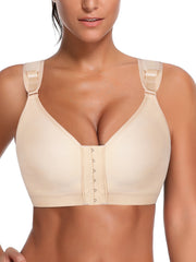 Front Closure Wireless Bra with Wide Straps - Women's Lingerie