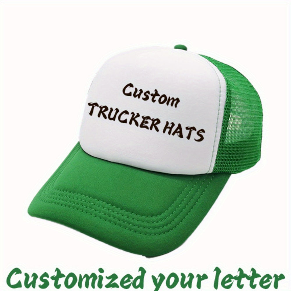 Personalized Custom Truck Driver Hats Two Tone Green Lightweight Foam Base