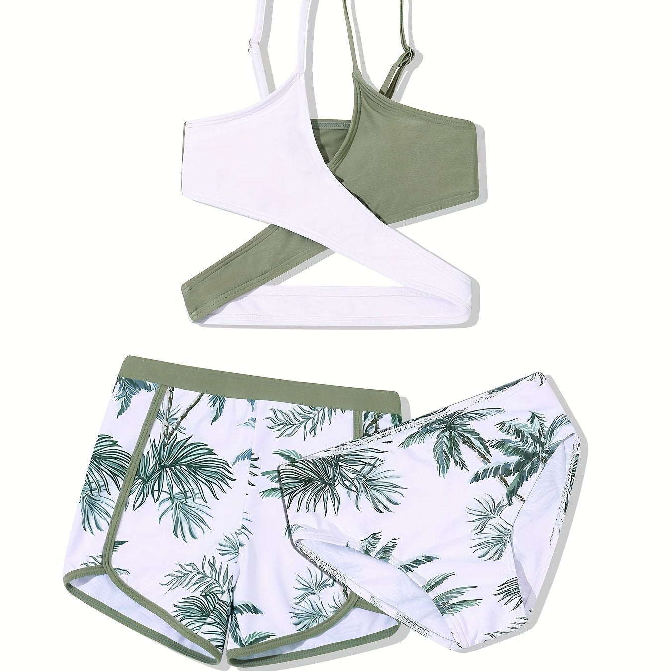3pcs Girls Coconut Swimsuit Set for Summer Hawaii Vacay