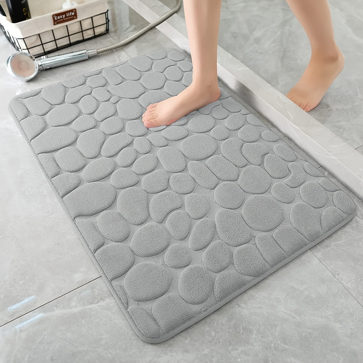 Stone Patterned Soft Toilet Mat Bath Rug Door Mat Bathroom Decor