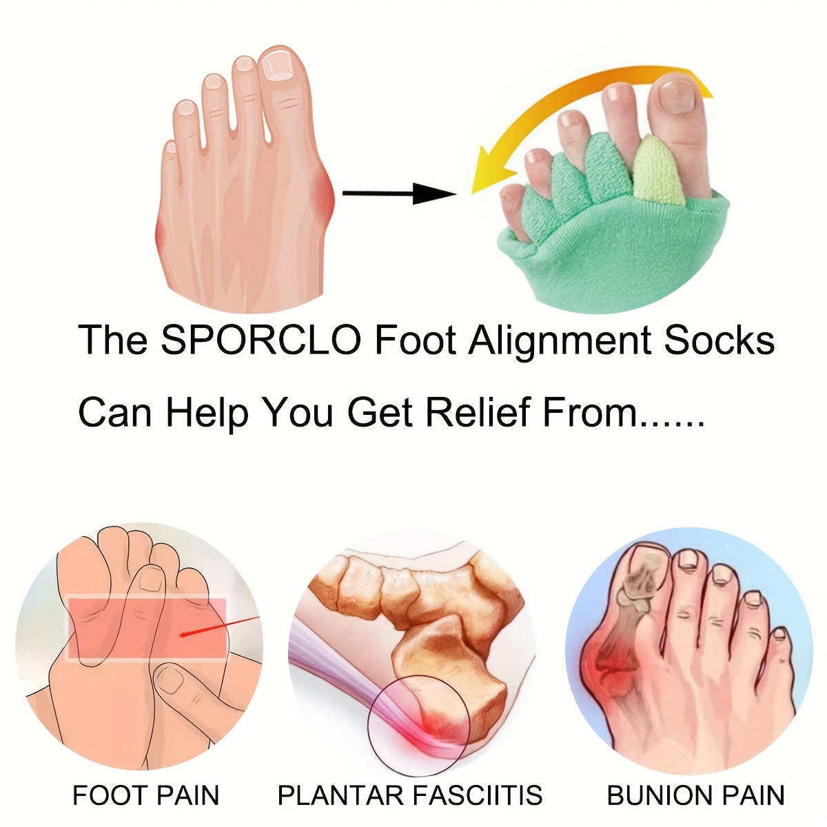 Toe Separator Socks Foot Alignment Toeless Socks