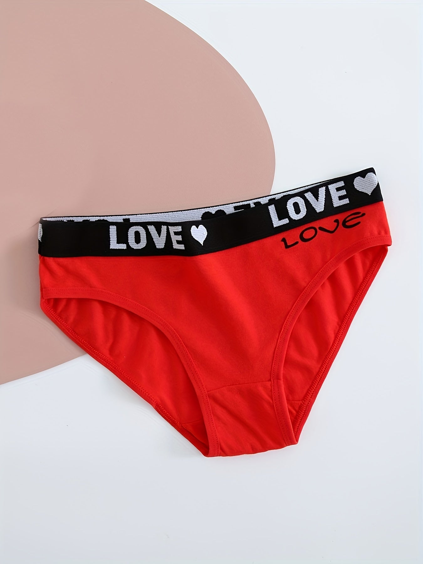 5pcs Letter Tape Briefs Stretchy Intimates Panties Women's Lingerie