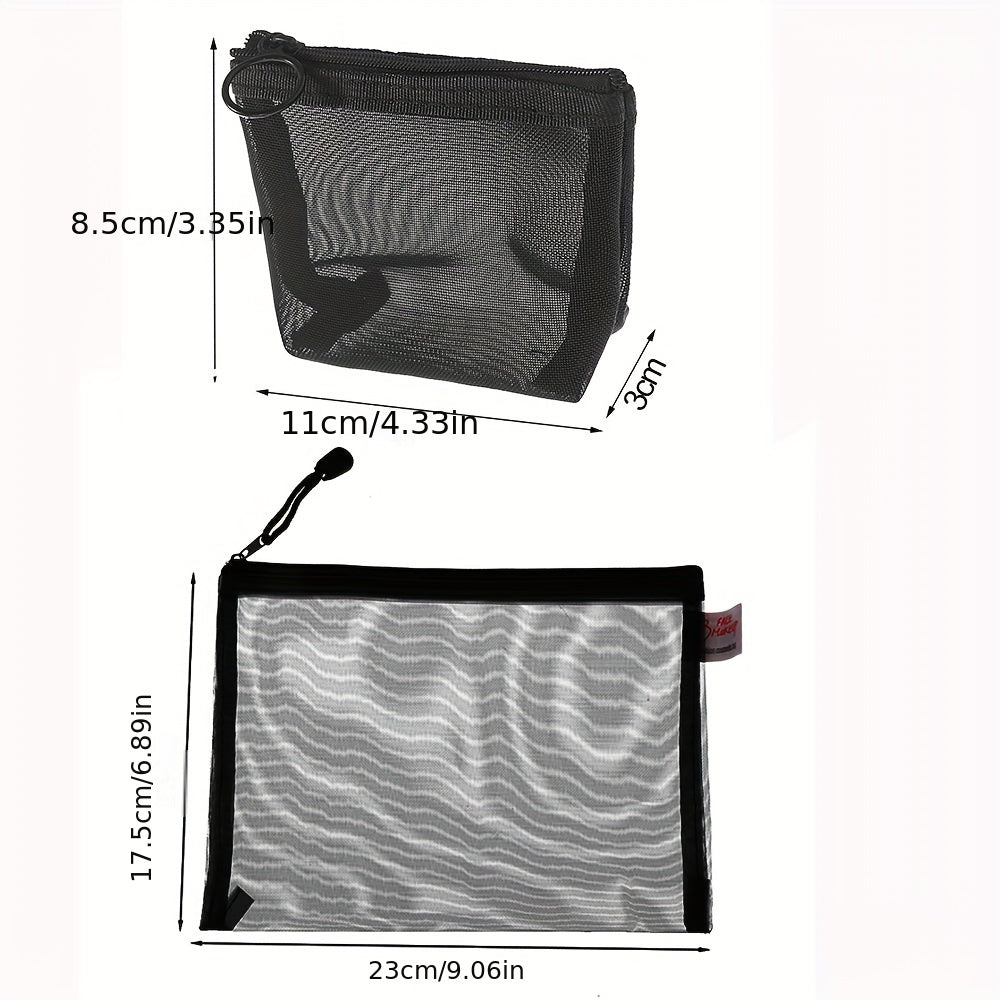 Travel Cosmetic Bag Zipper Mesh Toiletry Kits Storage Pouch Makeup Case