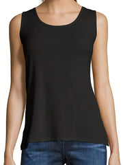 Solid Twist Front Crew Neck Tank Top