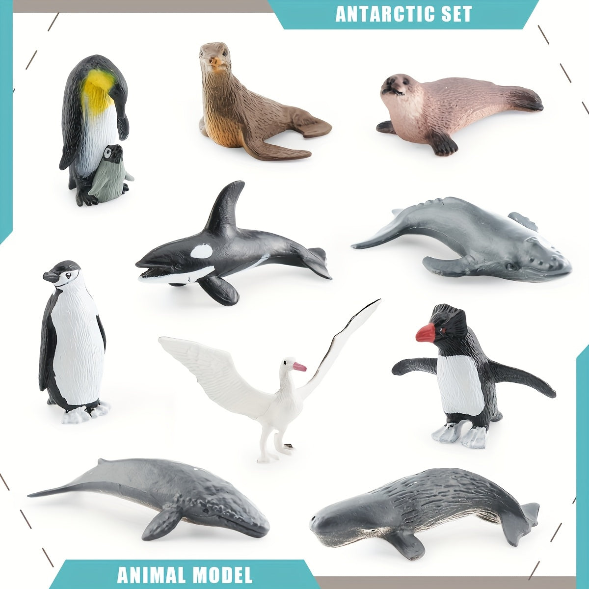 Polar Animal Model Set Penguin Sperm Whale Albatross Seal Antarctic Marine Life