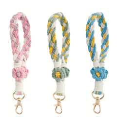 Boho Wristlet Bracelet Keychain Macrame Holder Girls