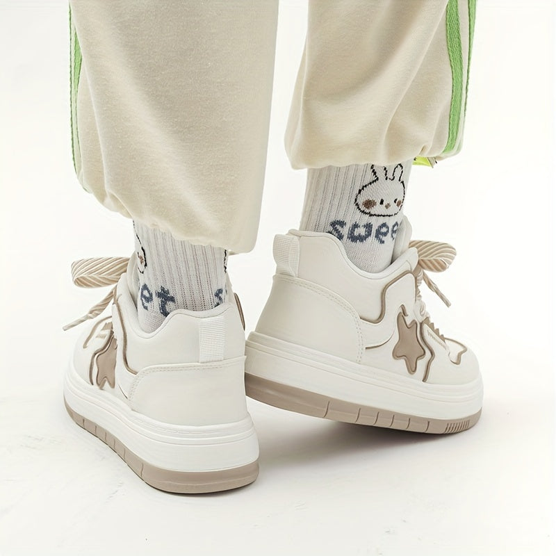 Women's Star Graphic Leisure Skate Shoes High Lace Up Sneakers