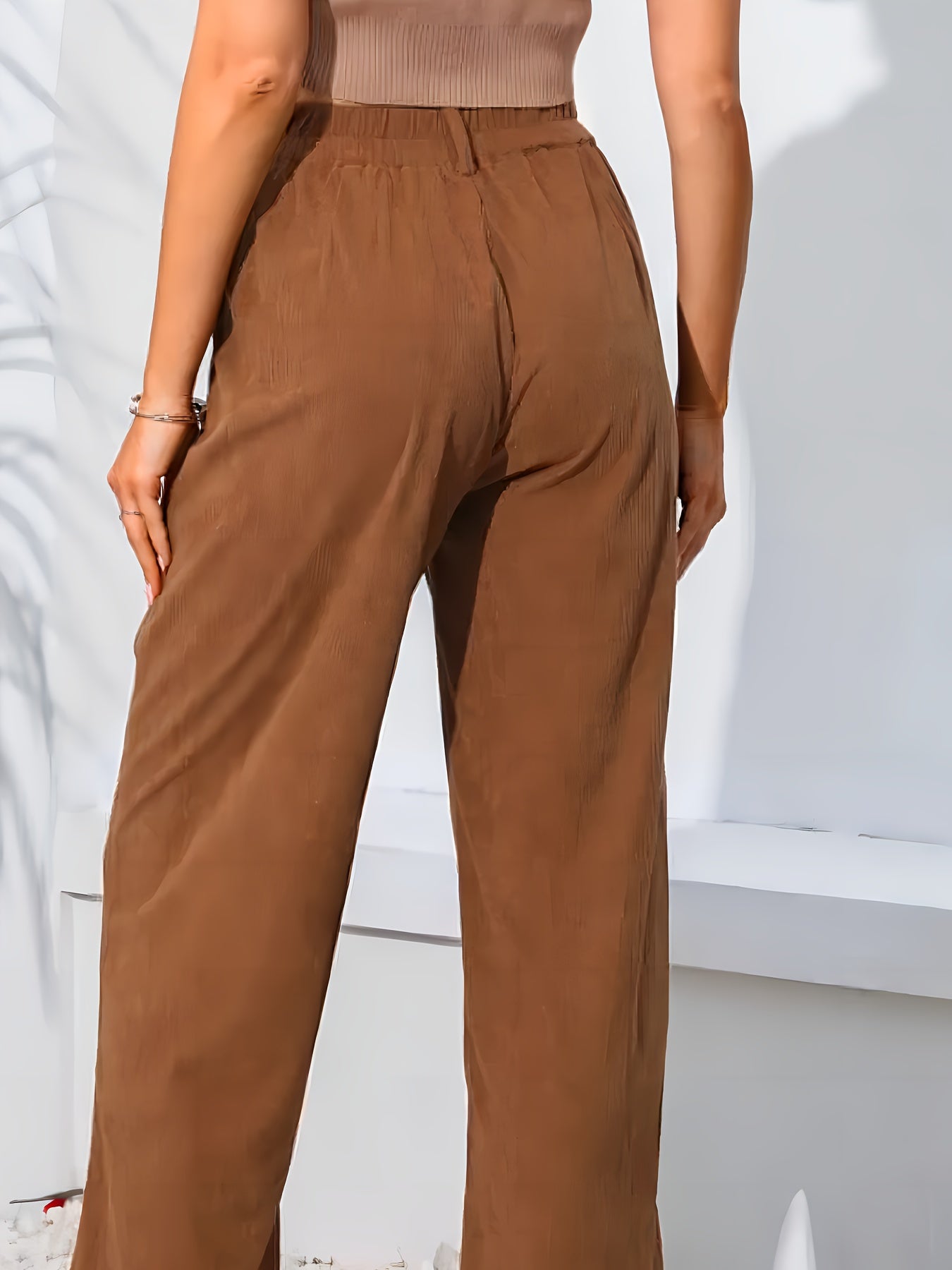 Corduroy Wide Leg Trousers High Rise Casual Pants
