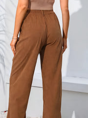 Corduroy Wide Leg Trousers High Rise Casual Pants
