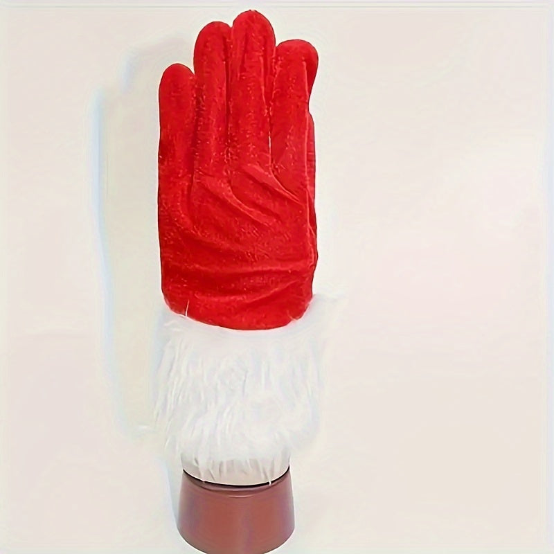 Christmas Full Finger Plush Warm Gloves Santa Claus Costume Party