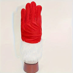 Christmas Full Finger Plush Warm Gloves Santa Claus Costume Party