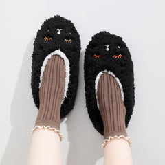 Cartoon Embroidered Fuzzy Bedroom Slippers for Women