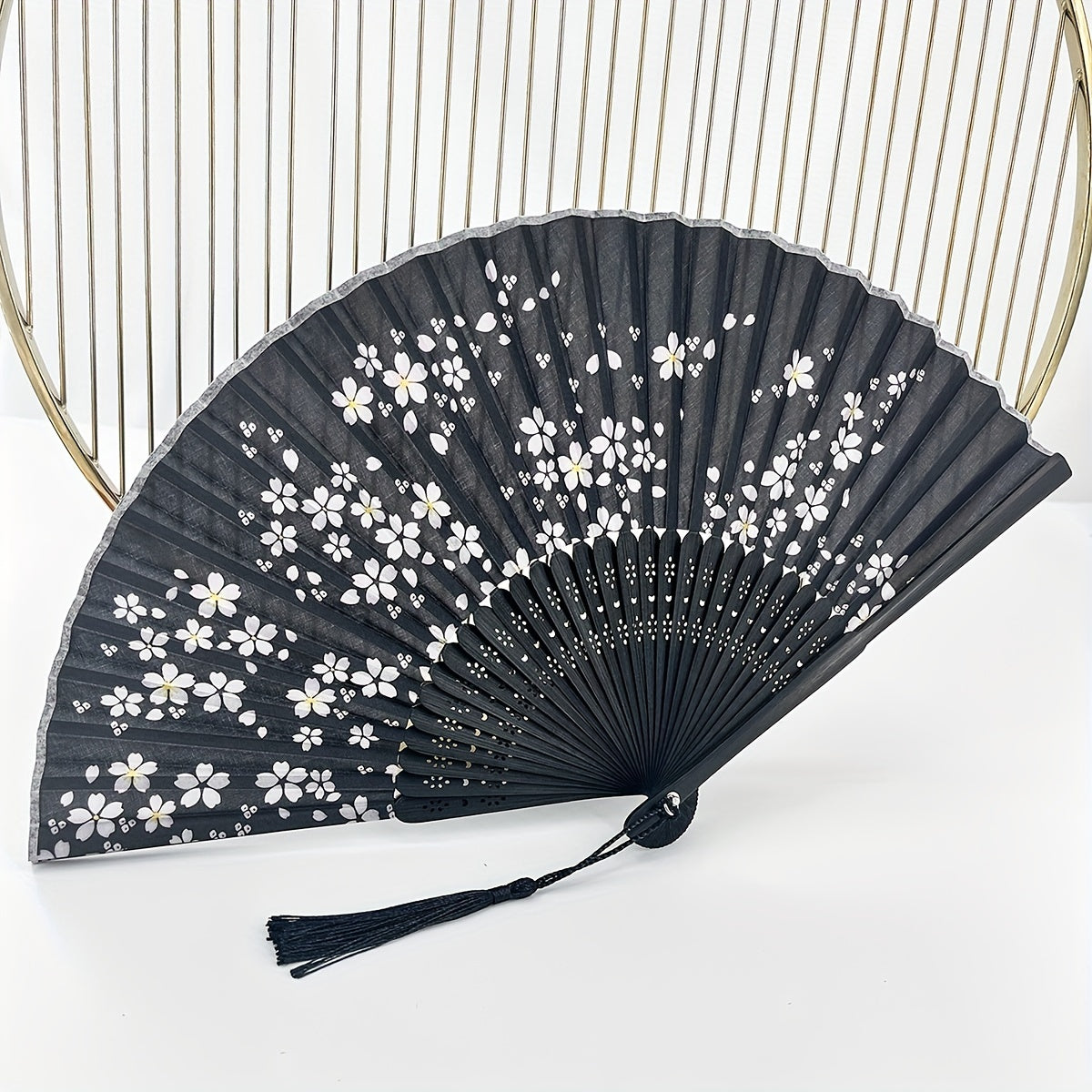 Vintage Flower Folding Fan Dance Performance Prop