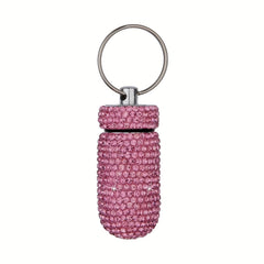 Waterproof Pill Holder with Keychain Bling Pill Box