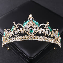 Vintage Golden Floral Bridal Crown Tiara Rhinestone
