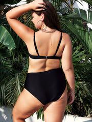 Leopard Print Surplice Neck Tankini Set
