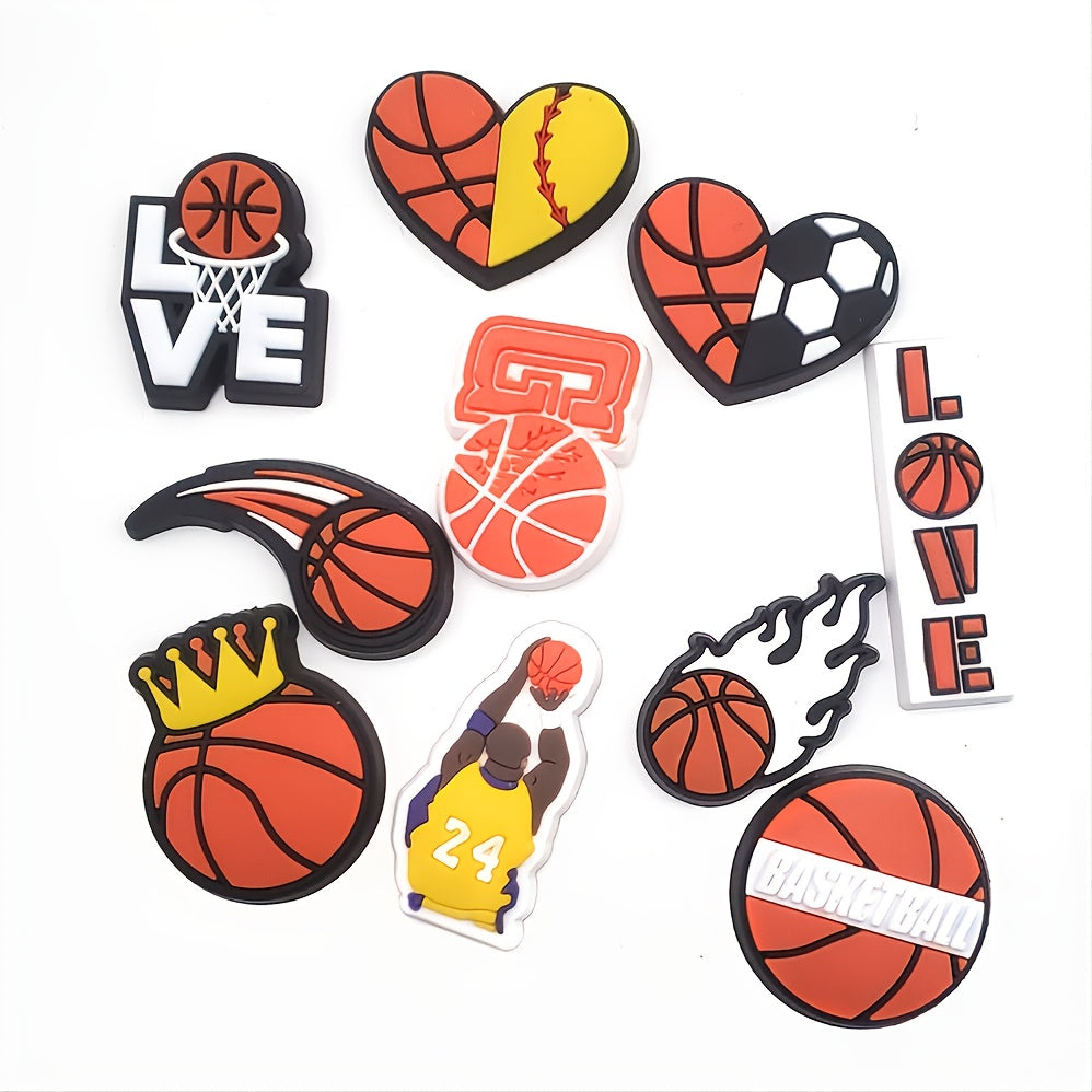 10pcs Cartoon Basketball Shoe Charms for Clogs