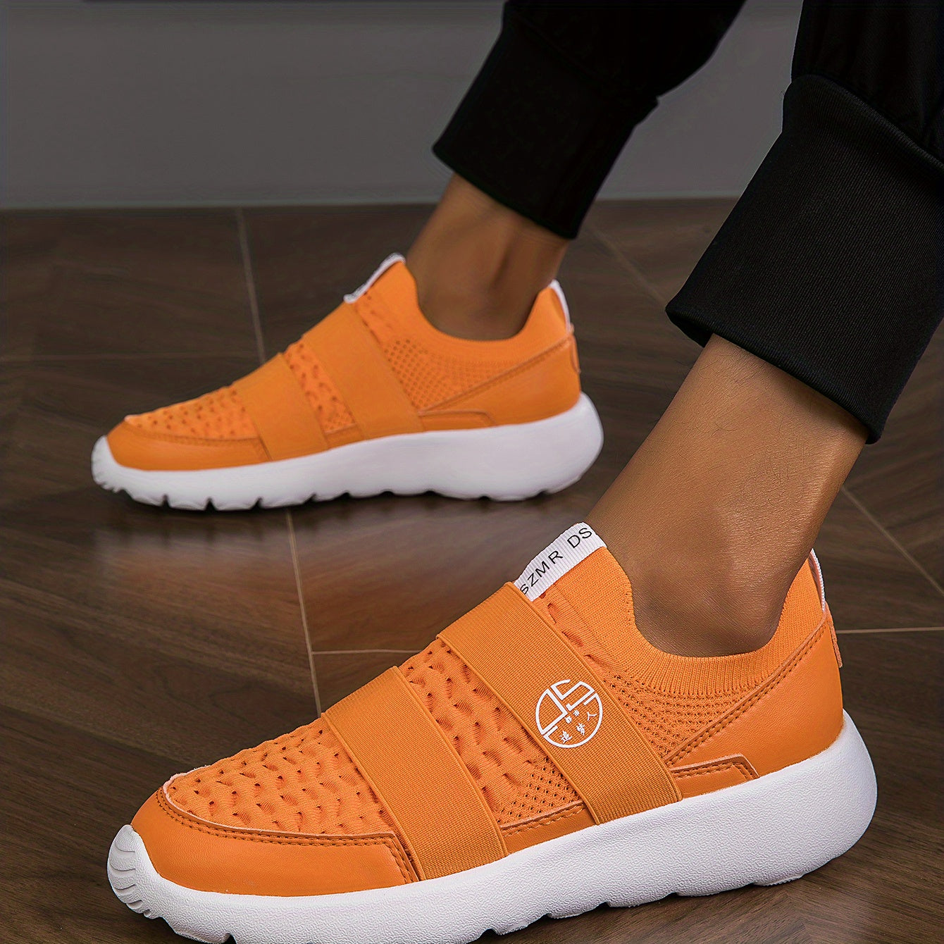 Women's Strap Decor Sneakers Casual Slip On Knit Mesh Shoes