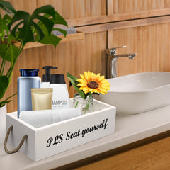 Wooden Box Rustic Toilet Paper Storage Tissue Paper Holder Desk Organizer