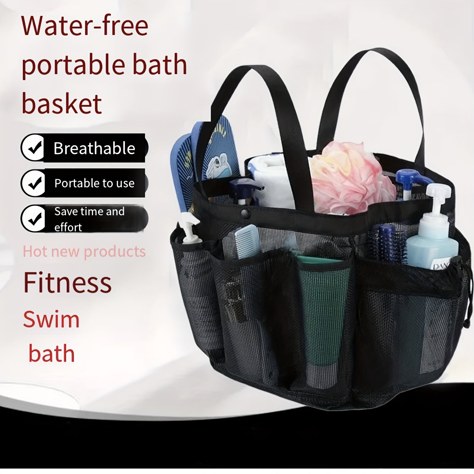 Portable Mesh Toiletry Bag for Travel Business Trips Home & Outdoor Beach