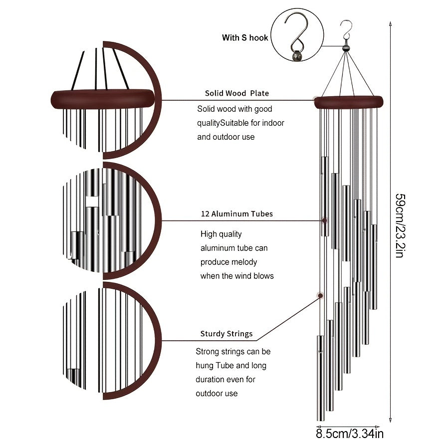 Outdoor Wind Chimes Aluminum Tubes Hanging Hooks