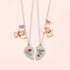 2pcs Matching Heart Necklaces Animal Pendant Birthday Christmas Jewelry