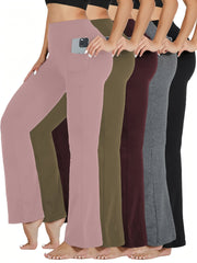 5pcs Women's Flare Pants High Waisted Tummy Control Workout Yoga Leggings