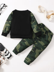 Toddler Baby Boy Camo Outfit Long Sleeve Sweatshirt & Pants Set