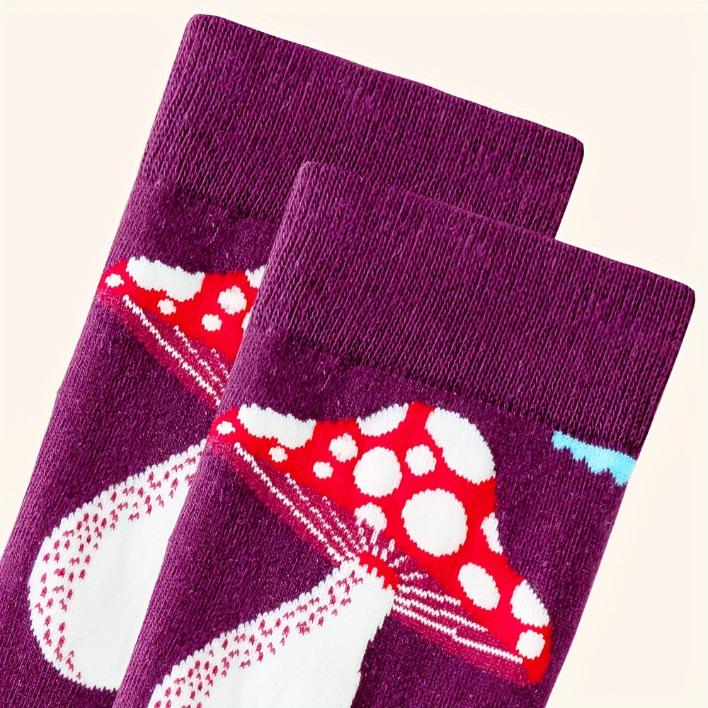Mushroom Print Socks Novelty & Funny Women's Stockings