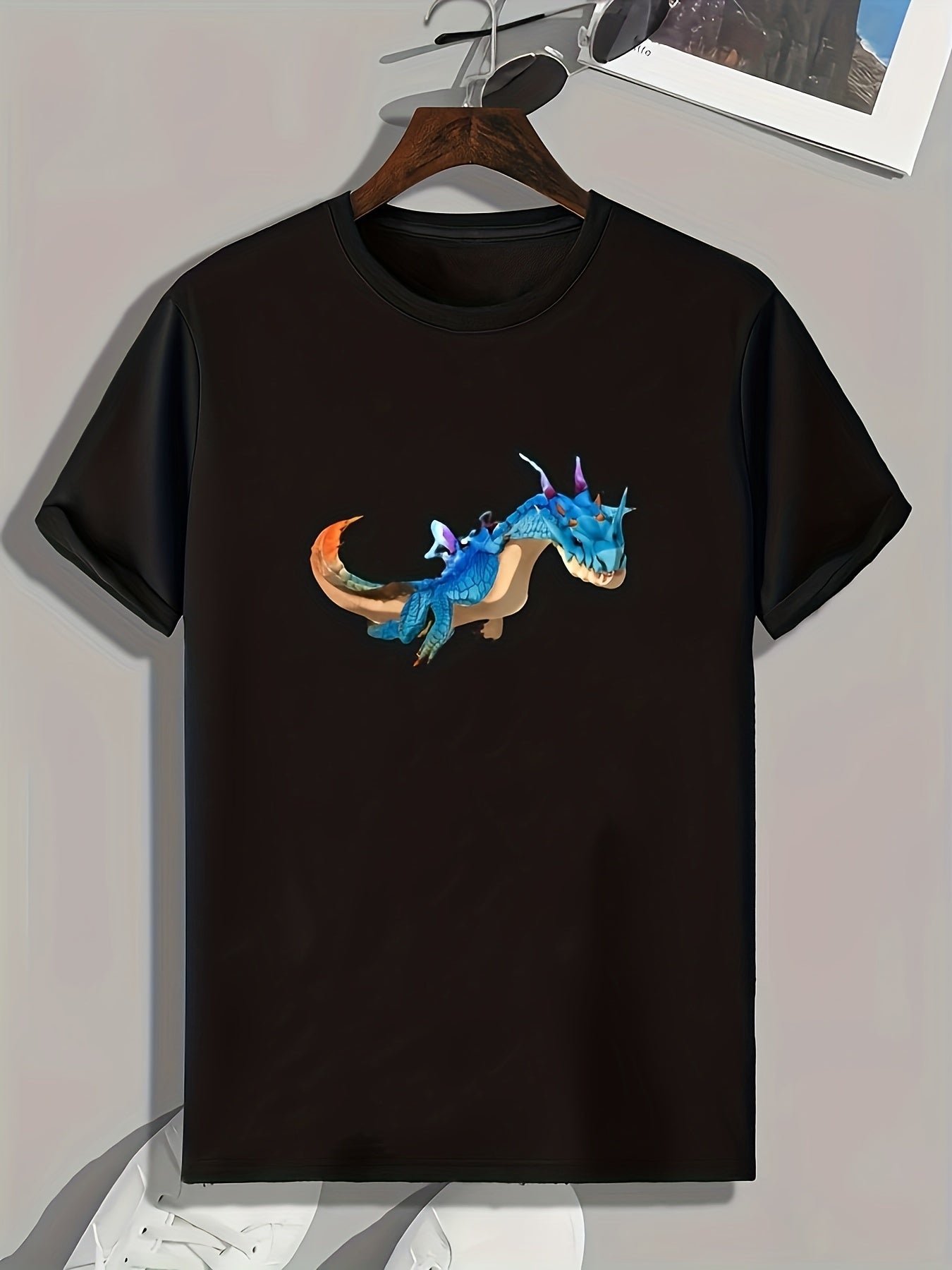 Dinosaur Print Men's Graphic T-shirt for Summer