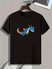 Dinosaur Print Men's Graphic T-shirt for Summer