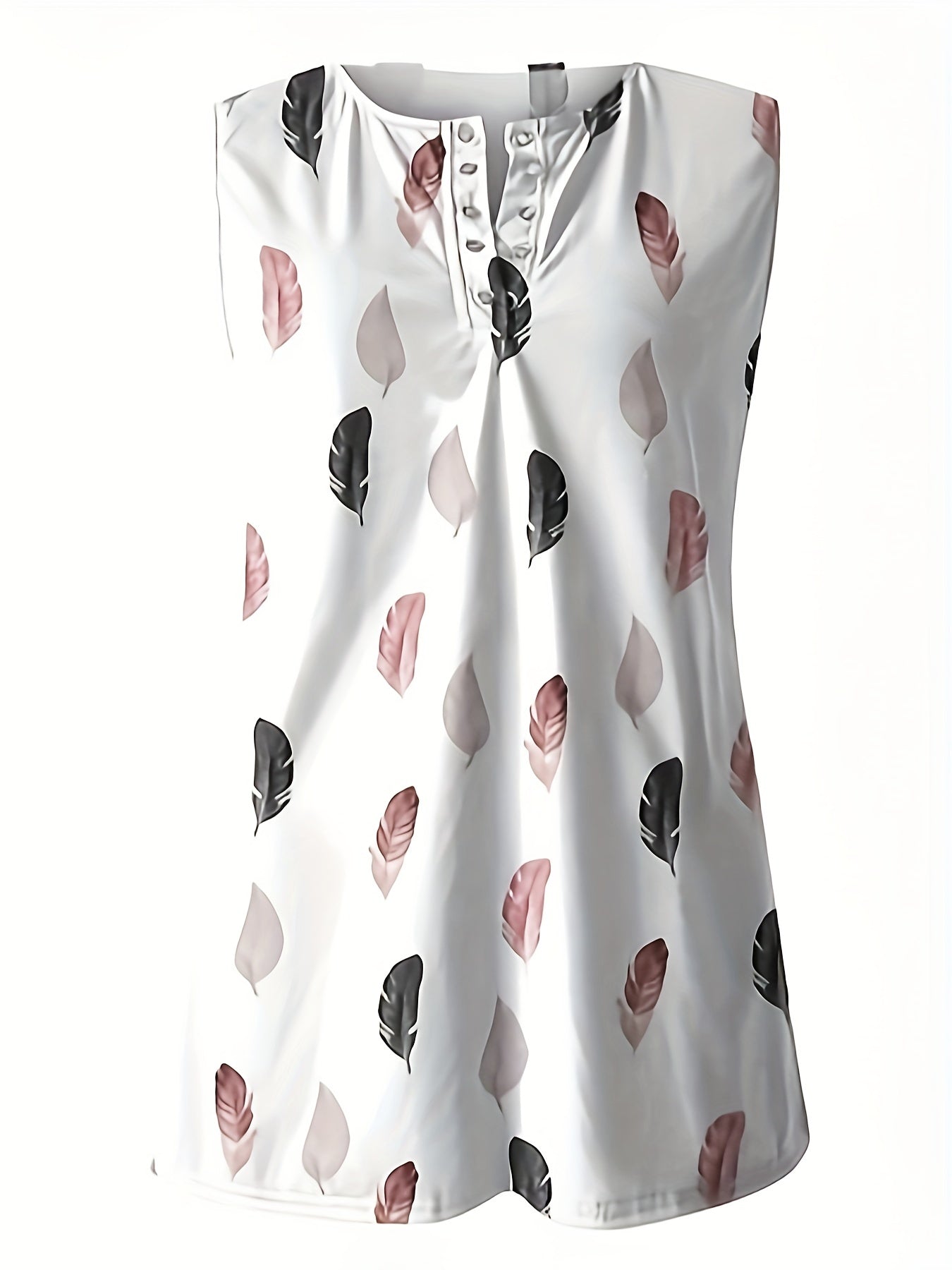 Feather Print Buckle Front Tank Top Women's Summer Sleeveless Top