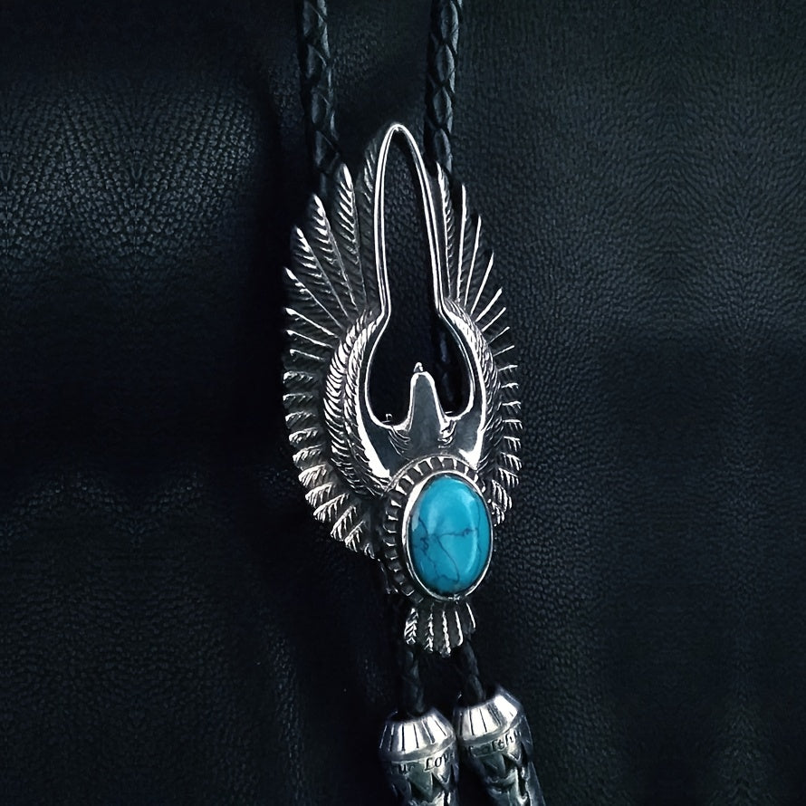 Turquoise Eagle Bolo Tie Steel Soaring Eagle Collar Rope Wings Shirt Accessories