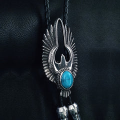 Turquoise Eagle Bolo Tie Steel Soaring Eagle Collar Rope Wings Shirt Accessories