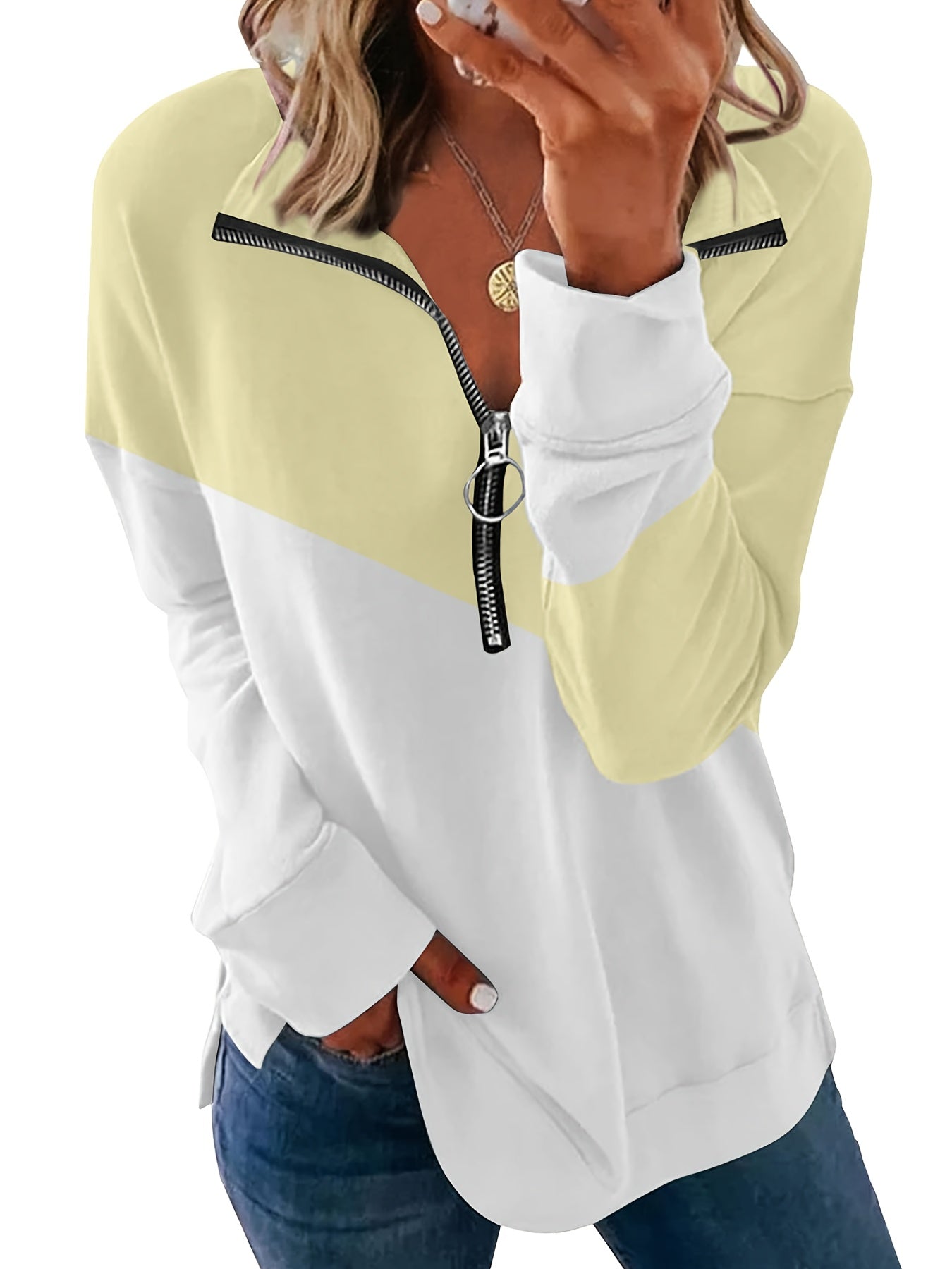 Zipper Sports Sweatshirt Casual Style Pullover Tops