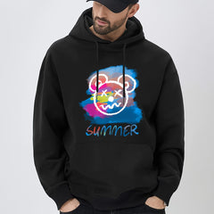 Bear Print Hoodie Men's Casual Graphic Pullover Sweatshirt