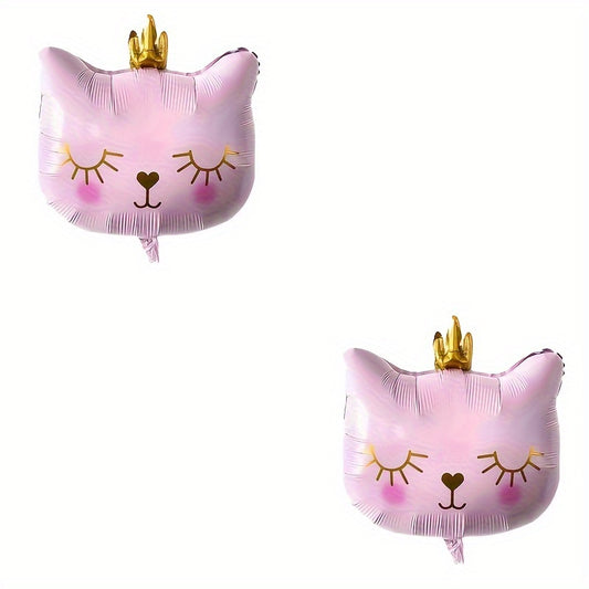 2pcs Crown Cat Balloons Pet Birthday Party Decorations