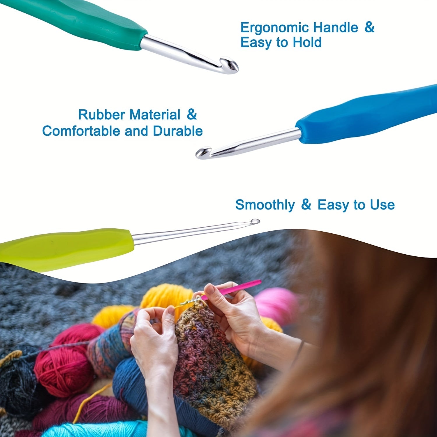 1pc Crochet Hooks Set 2mm Ergonomic Handle For Beginners & Experience