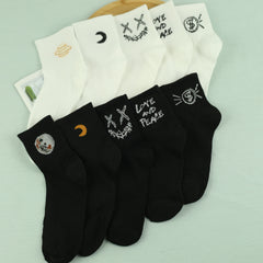 Men's Cartoon Pattern Crew Socks Breathable Casual Street Style Socks