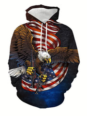 Eagle 3D Print Hoodie Men Graphic Loose Hooded Pullover Mens Clothing