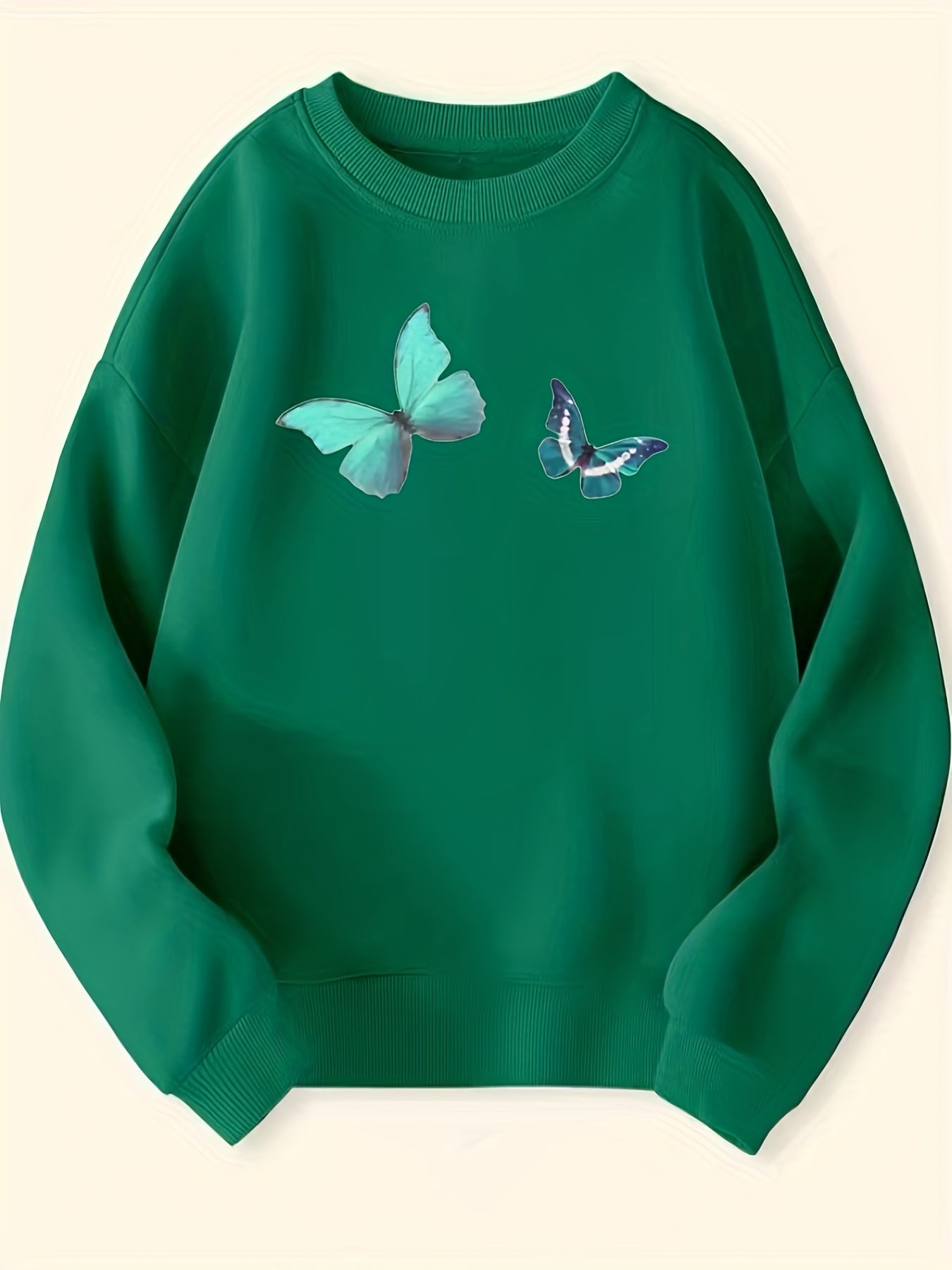 Butterfly Pattern Round Neck Sweatshirt For Girls Daily Party Long Sleeve Top