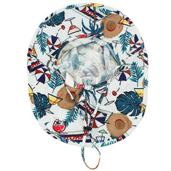 Kids Ocean Animal Print Bucket Hat With Shawl Protective Wide Brim Basin Hat