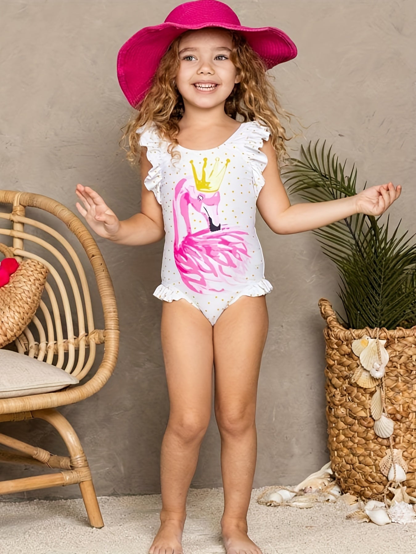Girl's Animal Print Tankini Ruffle Swimsuit
