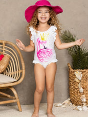 Girl's Animal Print Tankini Ruffle Swimsuit