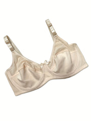 2 Pack Plus Size Sexy Bra Set Women's Plus Contrast Mesh Bow Detail Underwire